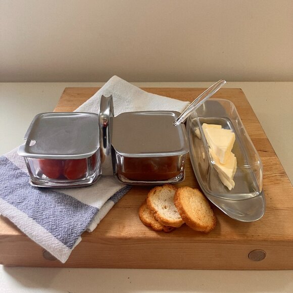 German WMF Cromargan Stainless Steel Double Jam/Condiment Set, Butter Dish -1970 - Picture 1 of 10